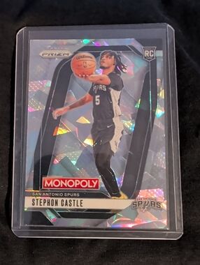 2024-25 Panini Prizm Monopoly Stephon Castle Cracked Ice RC #75 Spurs